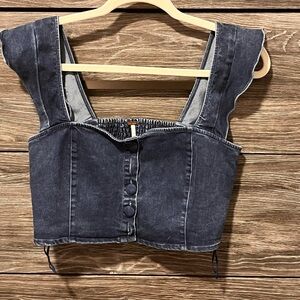 Free People Dark Denim Crop Top